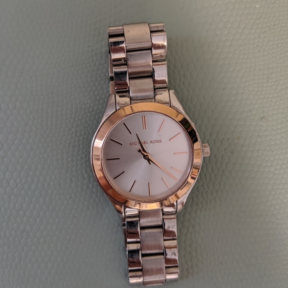 Michael Kors rose gold and silver watch